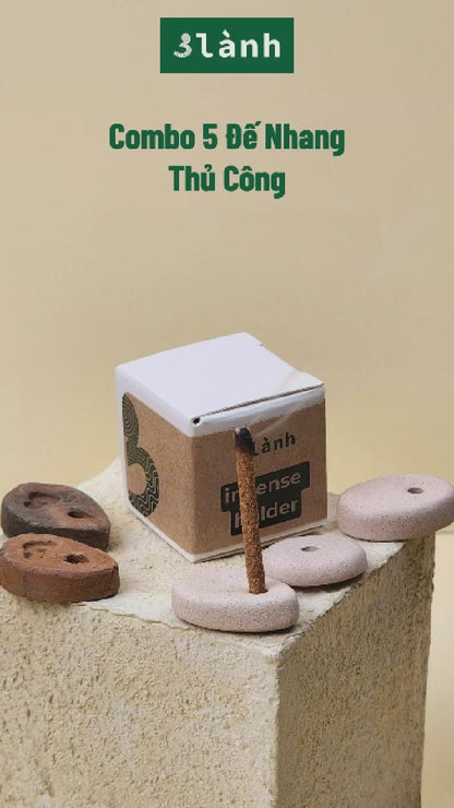 Bộ 5 Đế Cắm Nhang Trầm Hương Nhang Thủ Công Bằng Gốm Đất Sét Thủ Công Khe Nhang 3mm
