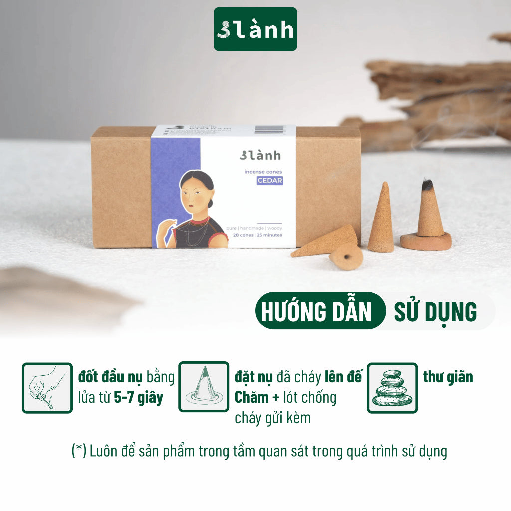Nụ Thủ Công Gỗ Bách Cedar 3 Lành Hộp 20 Nụ 100 % Tự Nhiên Tặng Kèm Đế Chăm, Không Hóa Chất Xông Thơm