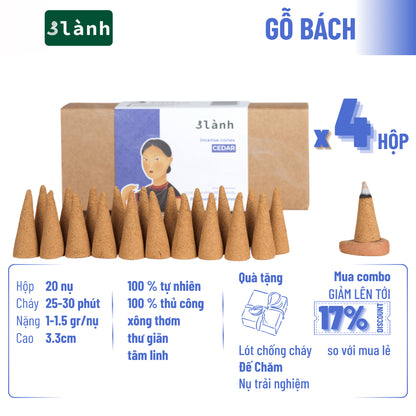 Nụ Thủ Công Gỗ Bách Cedar 3 Lành Hộp 20 Nụ 100 % Tự Nhiên Tặng Kèm Đế Chăm, Không Hóa Chất Xông Thơm
