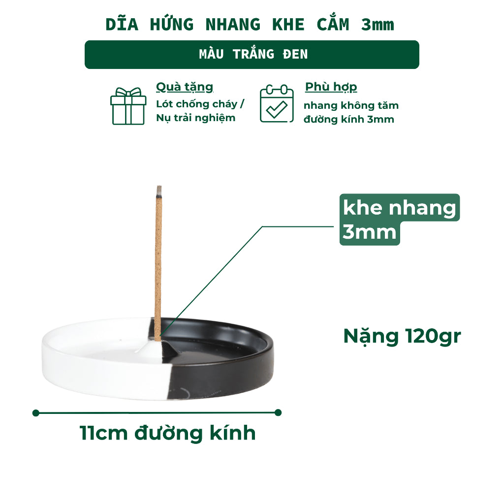 Đĩa Hứng Nhang Thủ Công 3 Lành Bằng Gốm Tối Giản Màu Đối Xứng Phong Cách Thiền Nhật Đựng Tàn Nhang Giữ Sạch Bàn