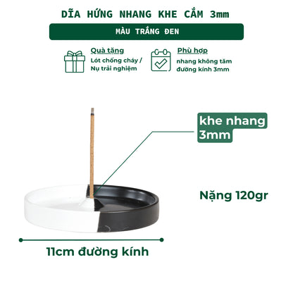 Đĩa Hứng Nhang Thủ Công 3 Lành Bằng Gốm Tối Giản Màu Đối Xứng Phong Cách Thiền Nhật Đựng Tàn Nhang Giữ Sạch Bàn