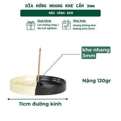 Đĩa Hứng Nhang Thủ Công 3 Lành Bằng Gốm Tối Giản Màu Đối Xứng Phong Cách Thiền Nhật Đựng Tàn Nhang Giữ Sạch Bàn