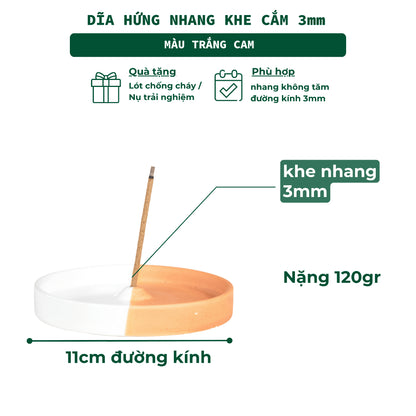 Đĩa Hứng Nhang Thủ Công 3 Lành Bằng Gốm Tối Giản Màu Đối Xứng Phong Cách Thiền Nhật Đựng Tàn Nhang Giữ Sạch Bàn