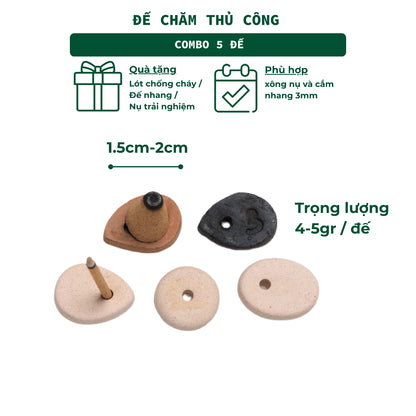 Bộ 5 Đế Cắm Nhang Trầm Hương Nhang Thủ Công Bằng Gốm Đất Sét Thủ Công Khe Nhang 3mm